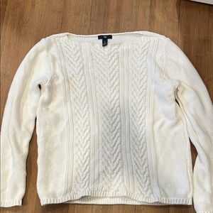 GAP Women's Ivory Cable Knit Sweater